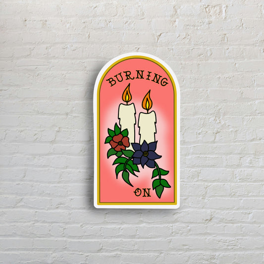 Burning On Sticker